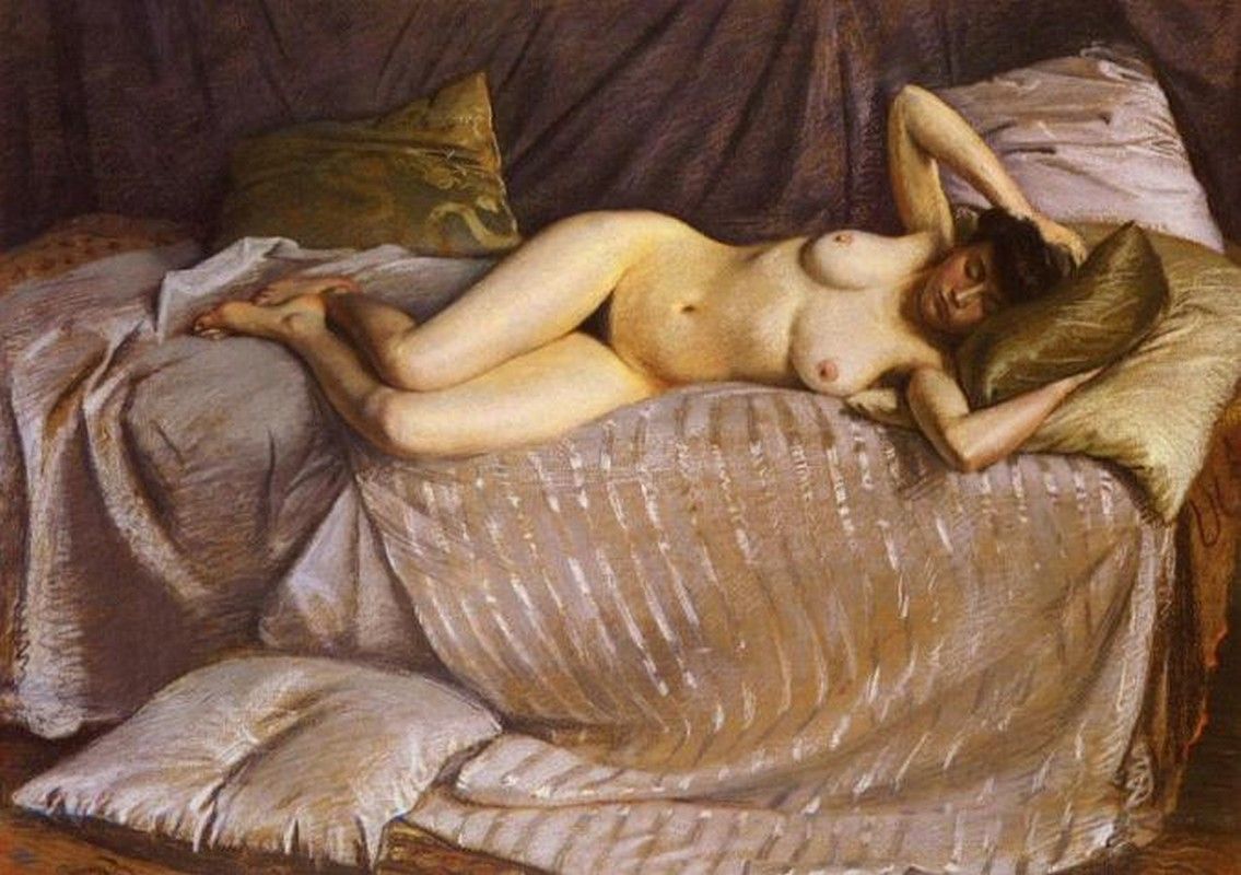 Гюстав Кайботт - Обнаженная женщина, лежащая на диване